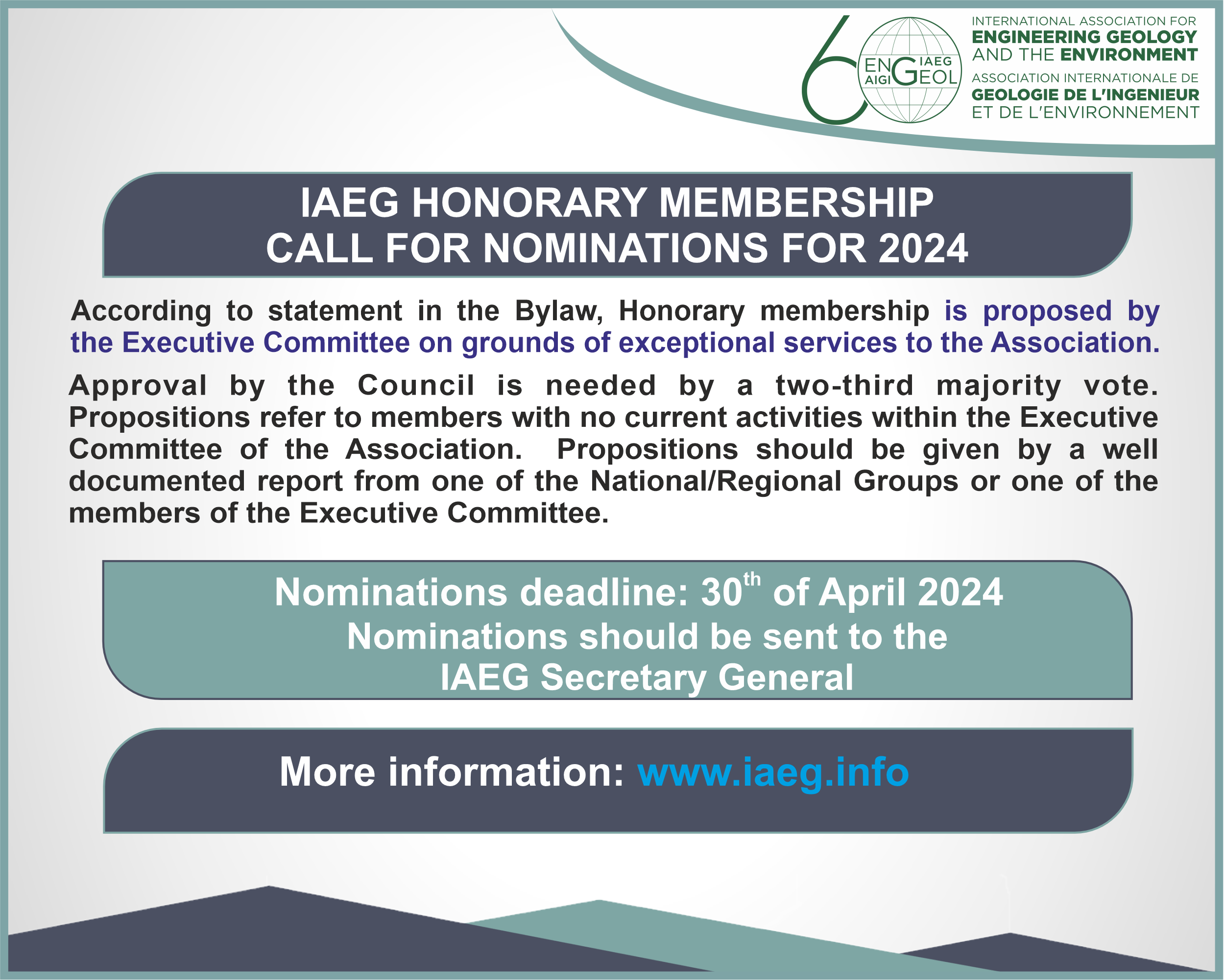 IAEG Honorary Membership Call for Nominations 2024