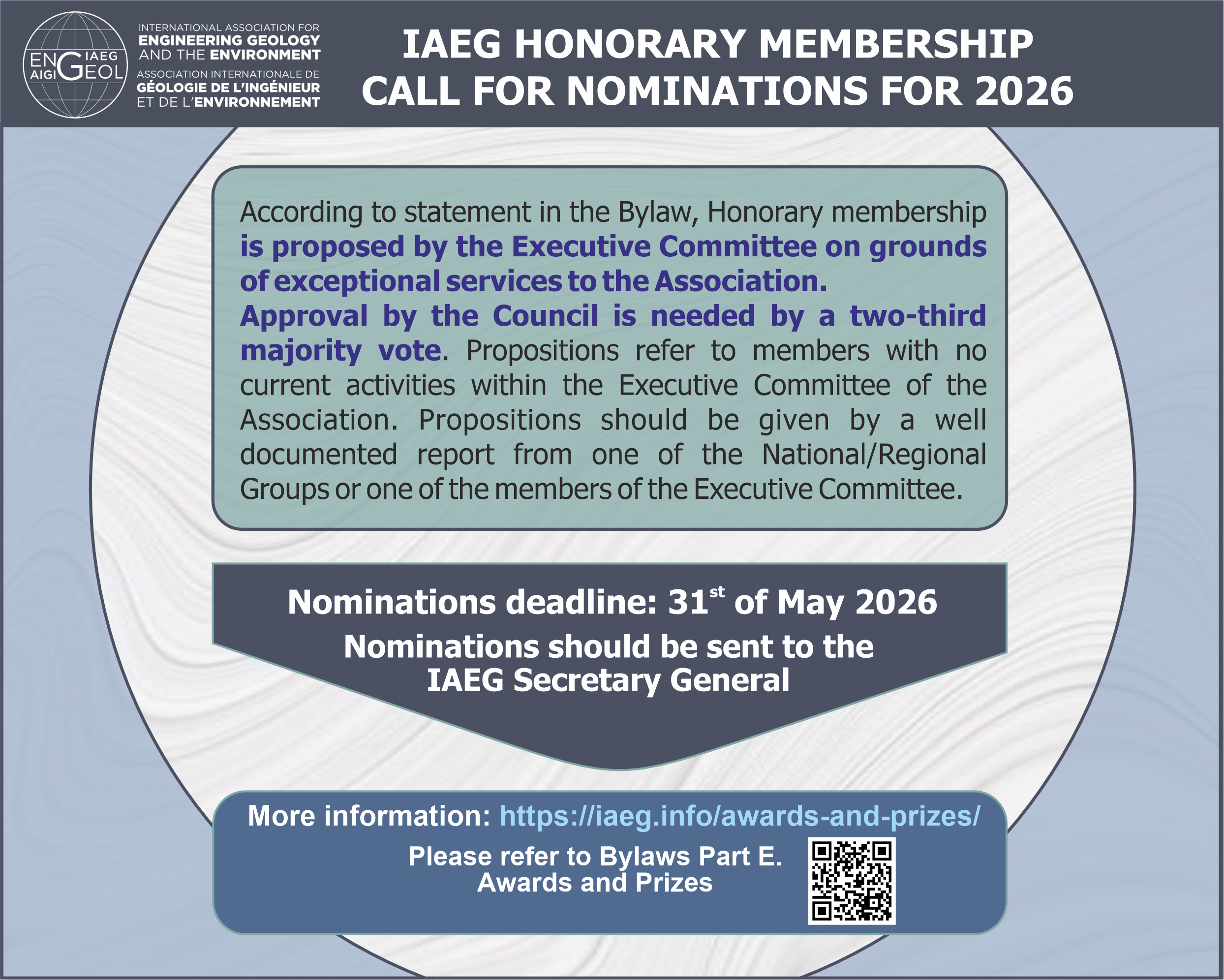 Honorary membership Call for Nomination 2026