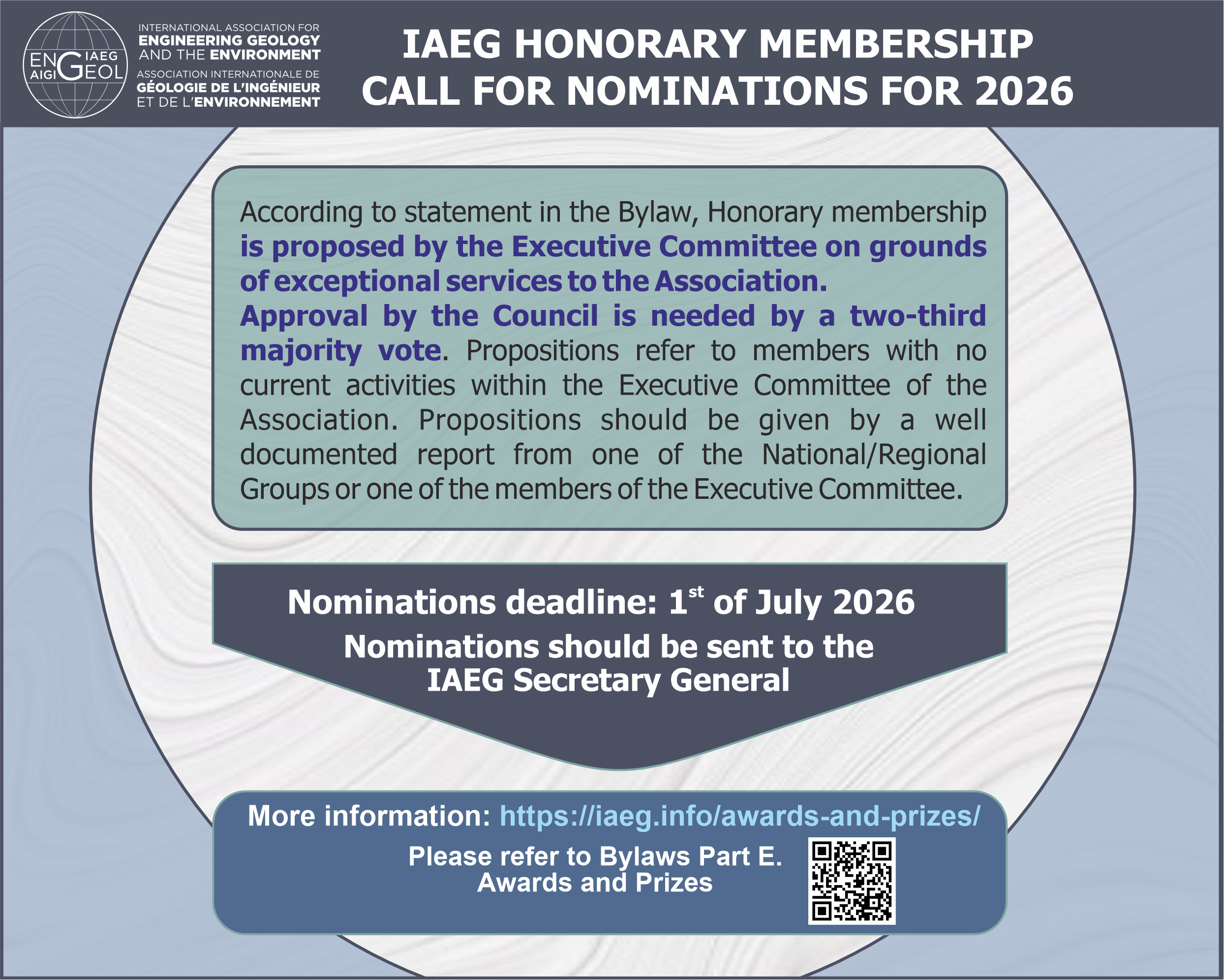 Honorary membership Call for Nomination 2026